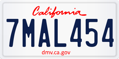 CA license plate 7MAL454