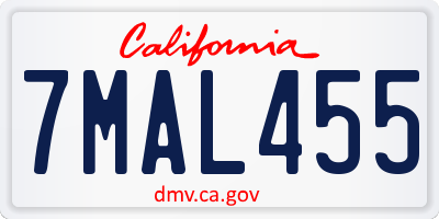 CA license plate 7MAL455