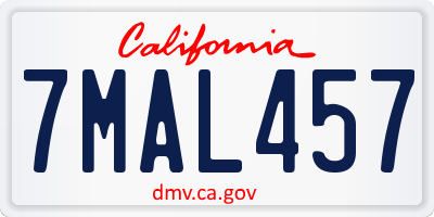 CA license plate 7MAL457