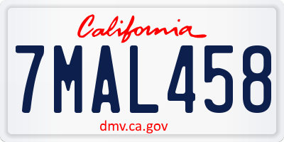 CA license plate 7MAL458