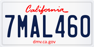 CA license plate 7MAL460