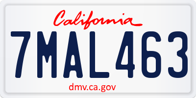 CA license plate 7MAL463