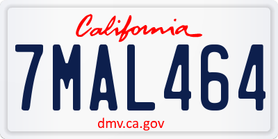 CA license plate 7MAL464