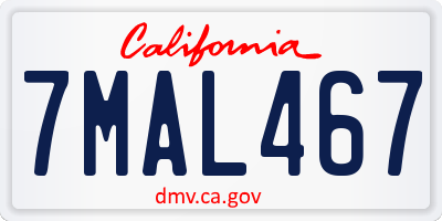 CA license plate 7MAL467