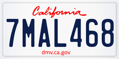 CA license plate 7MAL468