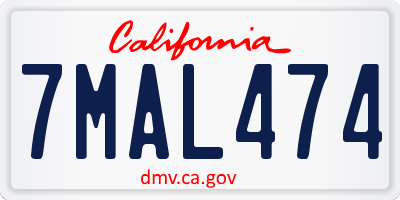 CA license plate 7MAL474