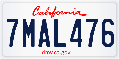 CA license plate 7MAL476