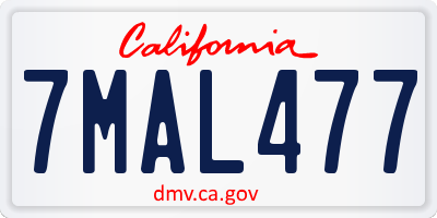 CA license plate 7MAL477
