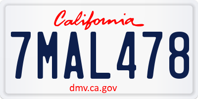 CA license plate 7MAL478