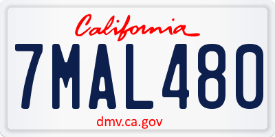 CA license plate 7MAL480
