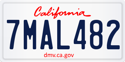 CA license plate 7MAL482