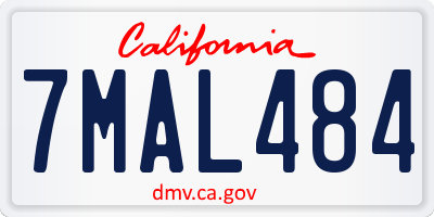 CA license plate 7MAL484