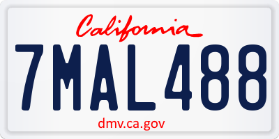 CA license plate 7MAL488