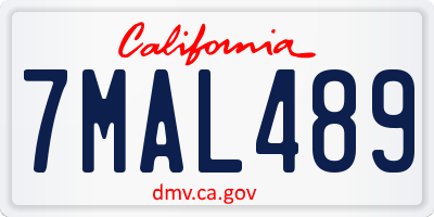 CA license plate 7MAL489