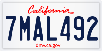 CA license plate 7MAL492