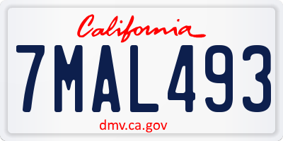 CA license plate 7MAL493