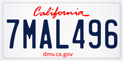 CA license plate 7MAL496