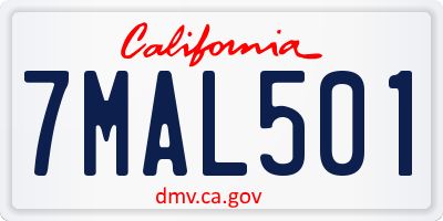 CA license plate 7MAL501