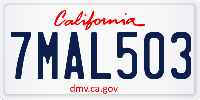 CA license plate 7MAL503