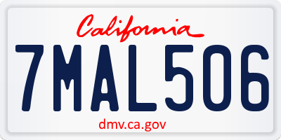 CA license plate 7MAL506