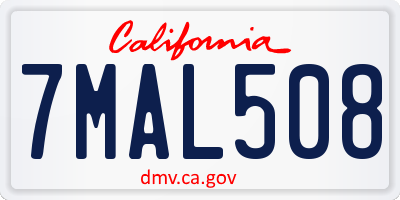 CA license plate 7MAL508