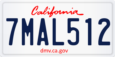 CA license plate 7MAL512
