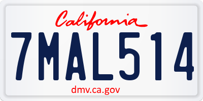 CA license plate 7MAL514