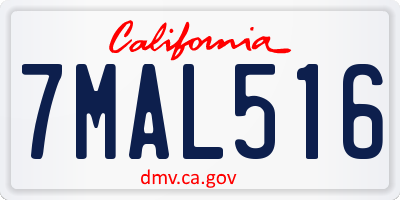 CA license plate 7MAL516
