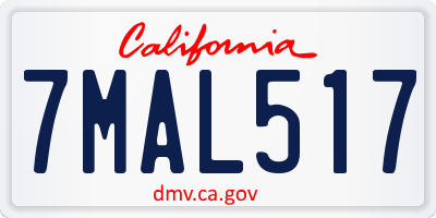 CA license plate 7MAL517