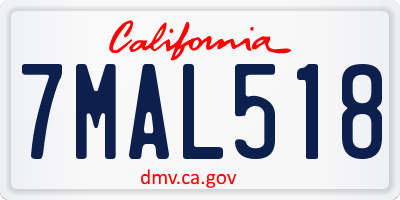 CA license plate 7MAL518