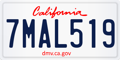 CA license plate 7MAL519