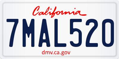CA license plate 7MAL520