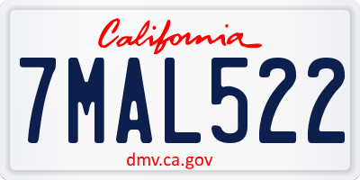 CA license plate 7MAL522