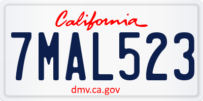 CA license plate 7MAL523
