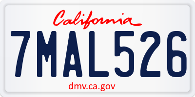 CA license plate 7MAL526