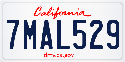CA license plate 7MAL529