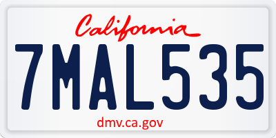 CA license plate 7MAL535