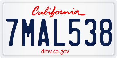 CA license plate 7MAL538