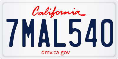 CA license plate 7MAL540