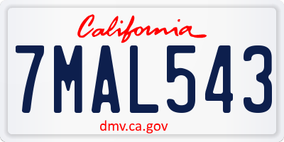 CA license plate 7MAL543