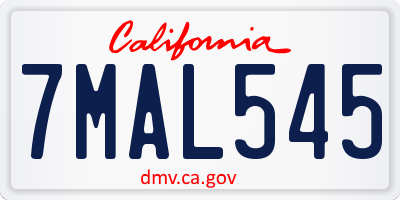 CA license plate 7MAL545