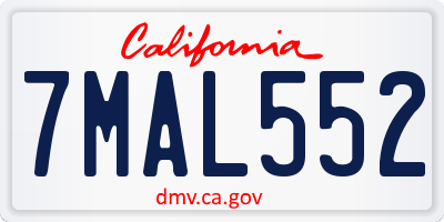 CA license plate 7MAL552