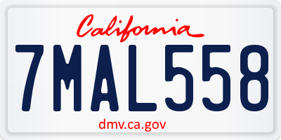 CA license plate 7MAL558