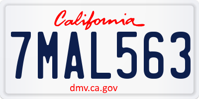 CA license plate 7MAL563