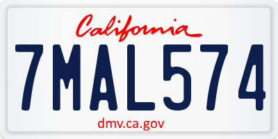 CA license plate 7MAL574