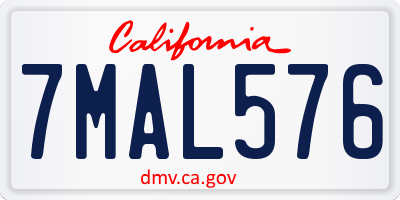 CA license plate 7MAL576