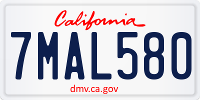 CA license plate 7MAL580