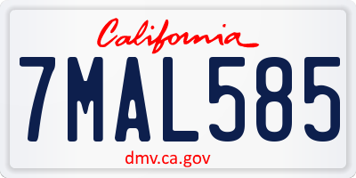 CA license plate 7MAL585