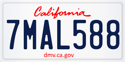 CA license plate 7MAL588