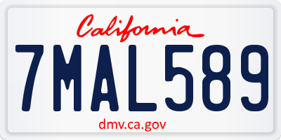 CA license plate 7MAL589